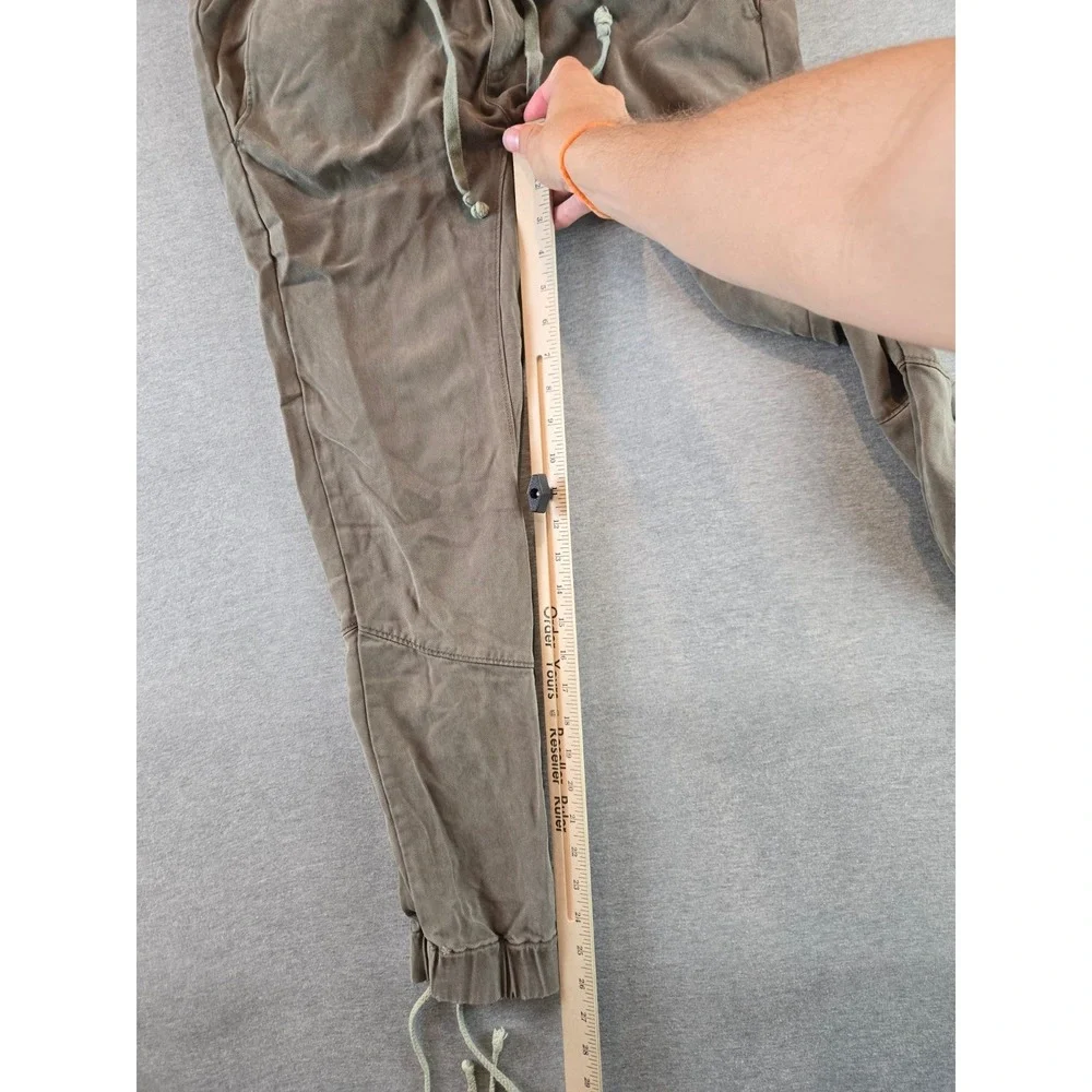 PAM & GELA Pants Womens P‎ Petite Army Green Lace Up Hem Joggers Stretch $225